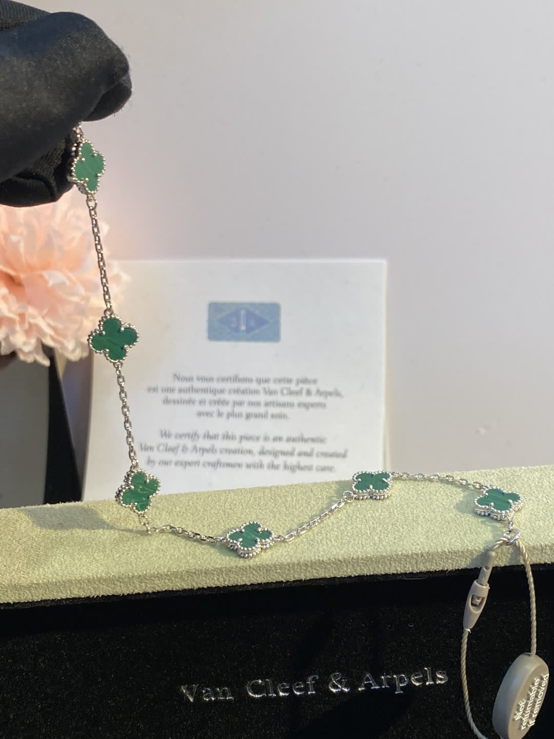 Van Cleef & Arpels Vintage Alhambra Emerald Green Enamel Bracelet